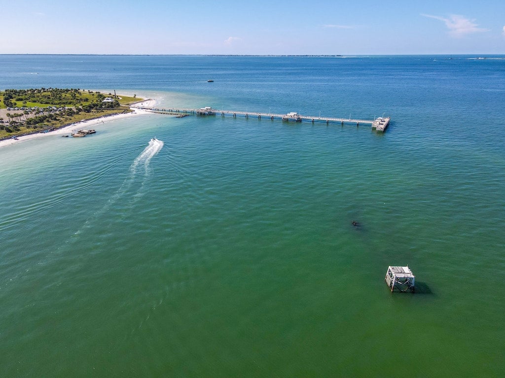 The Fort De Soto Pier and Beach in Pinellas County, Florida